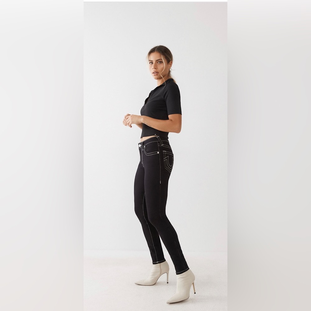 True Religion Jennie Curvy Mid Rise Super Skinny Jean Black 🌟NEW WITH TAGS🌟